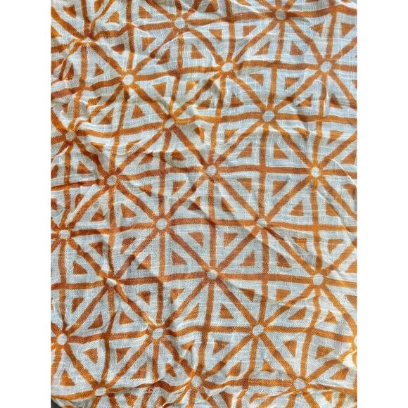 Spartina 449 Orange Cream Geometric Patterned Scarf Fringe Viscose Lightweight - Picture 4 of 6